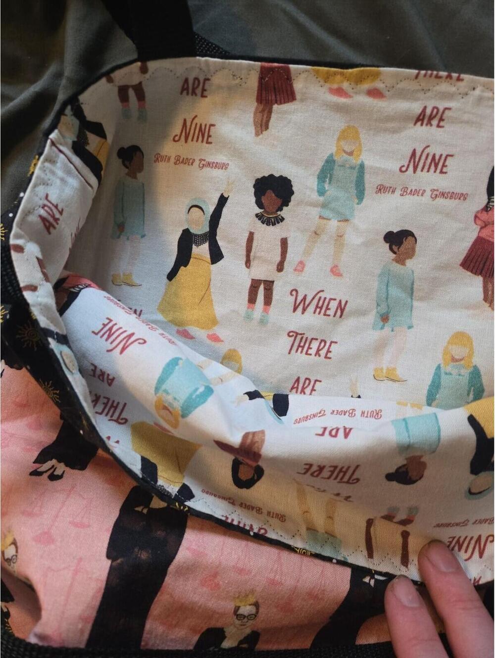 Ruth Bader Ginsburg RBG Illustrative Canvas Tote Bag - Picture 3 of 4
